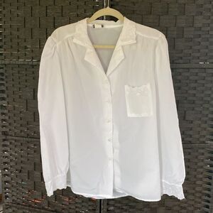 Vintage Lind Clare White Blouse with Eyelet Trim